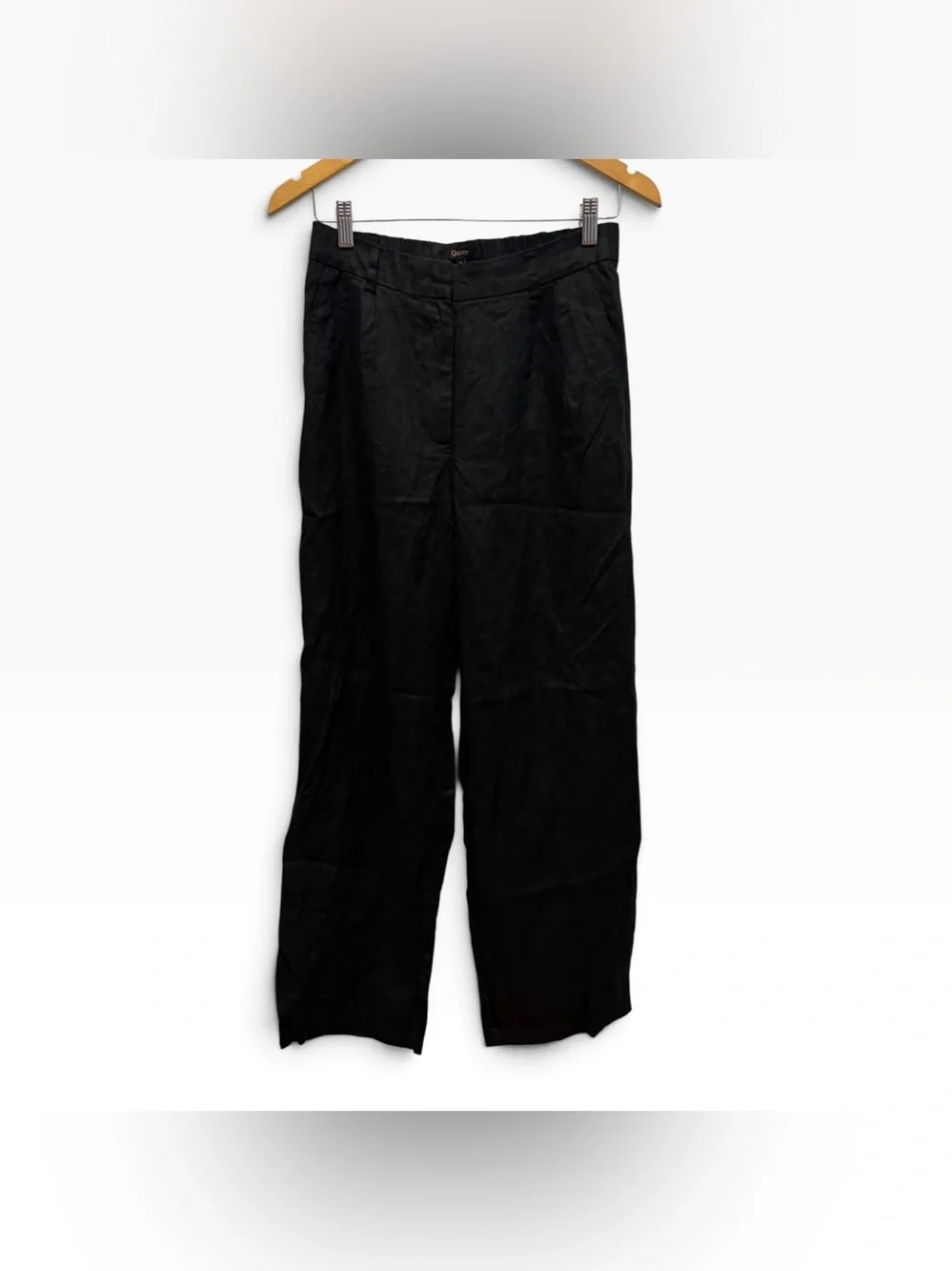 Quince 100% European Linen Black Pants Elastic Back Boho Minimalist Classic Sz 4